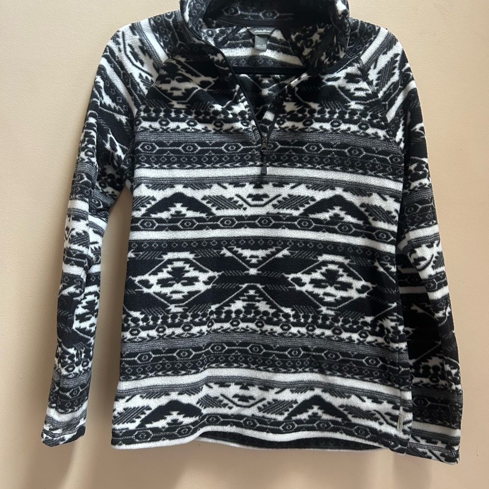 Eddie Bauer Black and White Cowl Neck Sweater